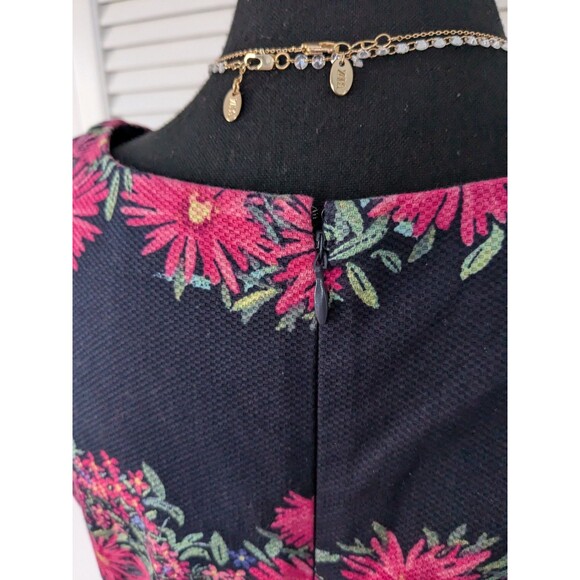 Talbots Dress Women's 10 Navy Pink Sleeveless Floral Sheath Daisies Cottagecore - Picture 8 of 12